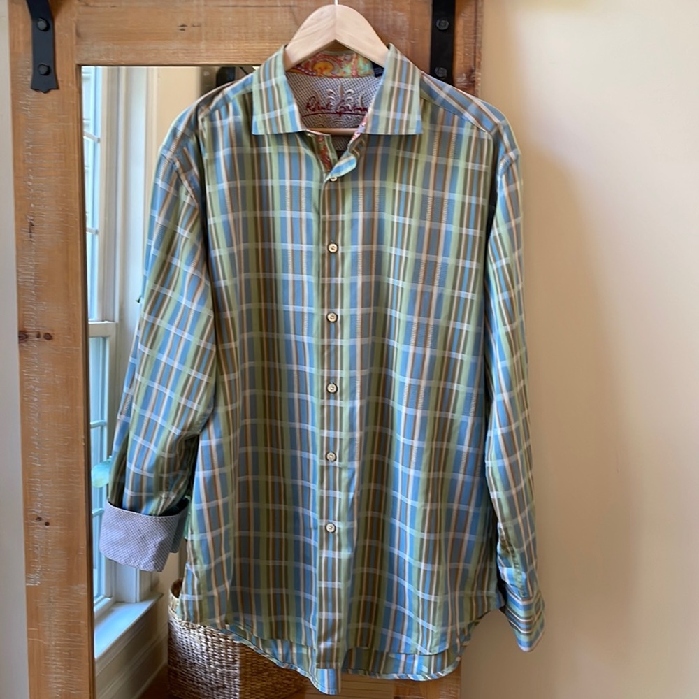 Robert Graham Plaid Dress Shirt Size XL